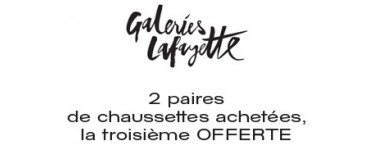 Galeries Lafayette: 2 paires de chaussettes achetées = la 3ème offerte