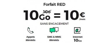SFR: Forfait mobile Appels, SMS & MMS illimités + 10Go d'Internet à 10€ par mois