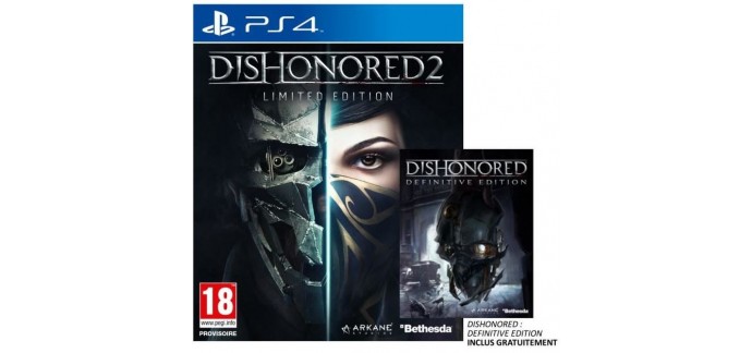 Cdiscount: Jeu Dishonored 2 Edition limitée sur PS4 à 25,49€
