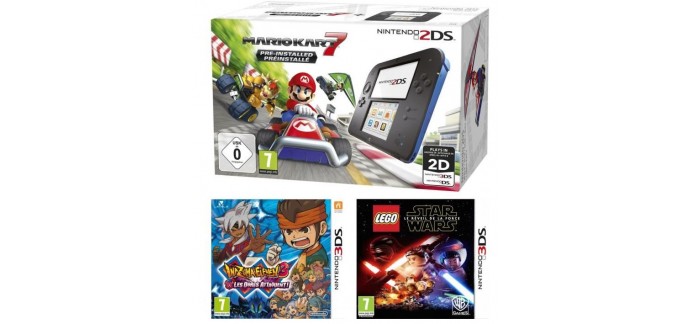 Cdiscount: Pack 2DS Bleue + Mario Kart 7 + Inamuza Eleven 3 + Lego Star Wars à 114,99€
