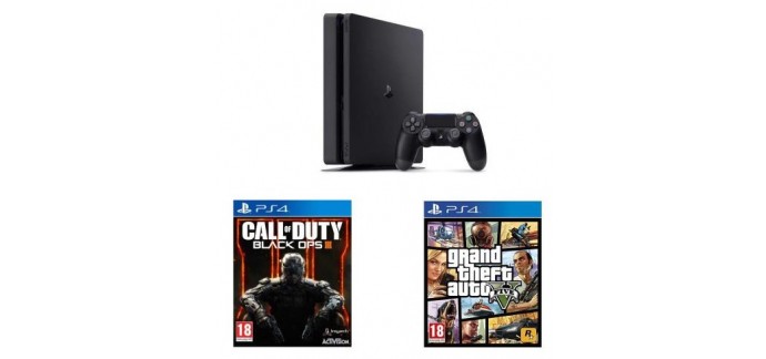 Fnac: Console Sony PS4 Slim 500 Go + Call of Duty Black Ops 3 + GTA 5 à 299,90€
