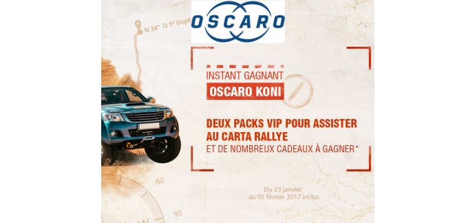 Oscaro: Plus de 1300 lots à gagner dont 2 packs VIP pour assister au Carta Rallye