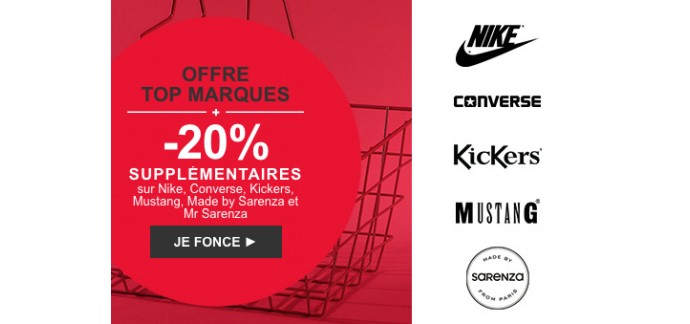 Sarenza: -20% supplémentaires sur Nike, Converse, Kickers et Sarenza