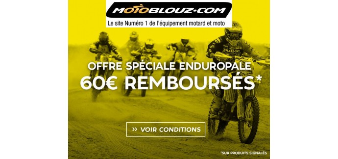 Motoblouz: 60€ remboursés en avoir dès 120€ d'achat à l'occasion de la course Enduropale