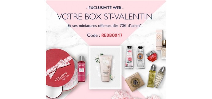 L'Occitane: Une Box Saint Valentin et ses miniatures offertes dès 70€ d'achat