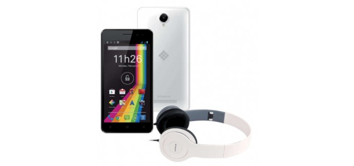 Conforama: Smartphone 5'' Quad Core polaroid pack phantom music blanc à 59,99€