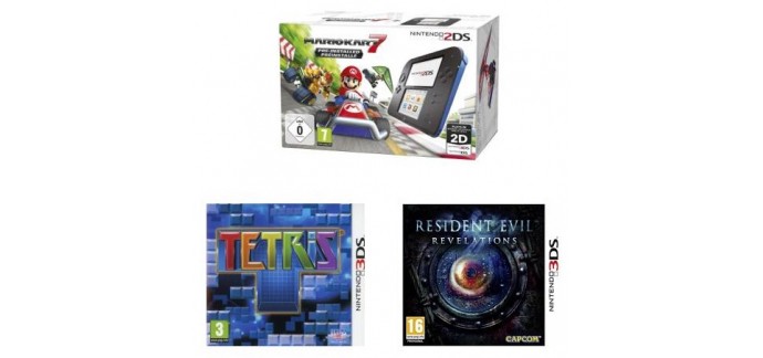 Fnac: Console Nintendo 2DS + Mario Kart 7 + Tétris Axis + Resident Evil à 79,90€