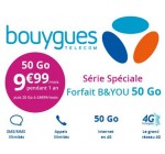 Bouygues Telecom: Forfait mobile tout illimité + 50 Go d'Internet 4 G à 9,99€ / mois pendant 1 an