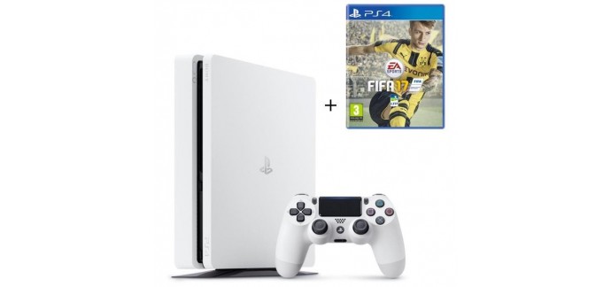 Cdiscount: PS4 Slim Glacier White 500 Go + FIFA 17 à 309,99€