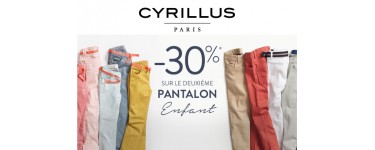 Cyrillus: -30% sur le 2e pantalon Garçon et Fille