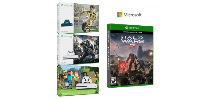Microsoft: Un pack Xbox One S Fifa 17 / GoW4 / Minecraft acheté = le jeu Halo Wars 2 offert