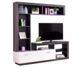 BUT: Meuble TV GLEN Blanc et bois noir à 139,19€