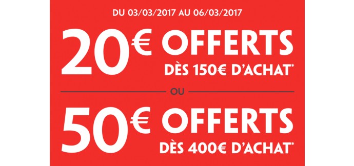 Darty: Jusqu'à 50€ en carte cadeau : 20€ dès 150€ & 50€ offerts dès 400€ d'achat