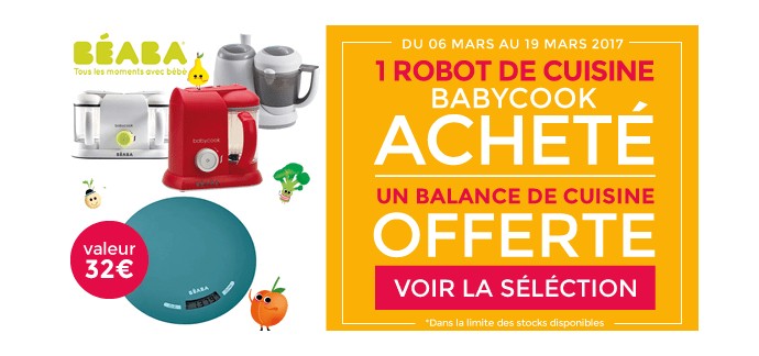 Allobébé: 1 robot babycook acheté = 1 balance de cuisine en cadeau