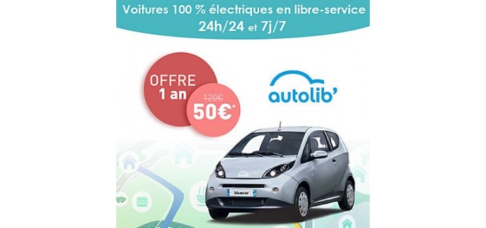 Veepee: 1 an d'abonnement à Autolib, Bluecub ou Bluely à 50€ au lieu de 120€