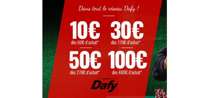 Dafy Moto: Remise immédiate avec 10€ dès 60€, -30€ dès 170€, -50€ dès 270€ & -100€ dès 480€