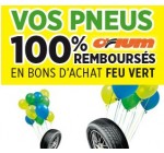Feu Vert: Vos pneus Orium 100% remboursés en bons d'achat