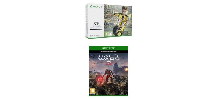 Amazon: Pack Xbox One S 500 Go + 2 jeux (Fifa 17 et Halo Wars 2) à 290,99€