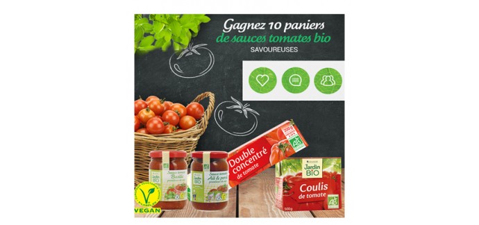 Jardin BiO': 10 paniers de sauces tomates bio à gagner