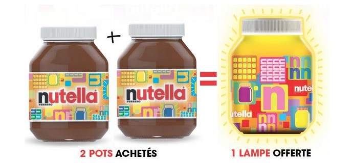 Nutella: Pour l'achat de 2 pots Nutella = une lampe Nutella offerte