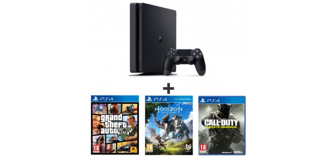 Auchan: PS4 Slim 500Go + GTA 5 + Horizon Zero Dawn + CoD : Infinite Warfare à 339,99€