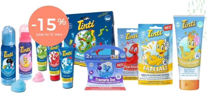 Bébé au Naturel: -15% sur la gamme de produits écologiques pour le bain Tinti