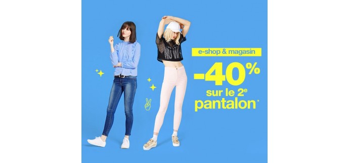 Jennyfer: 1 pantalons achetés = le 2ème à -40%