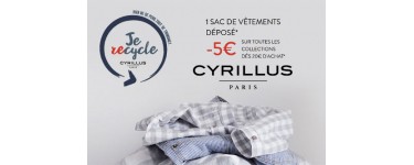 Cyrillus: 1 sac de vêtements déposé = 5€ de remise dès 20€ d’achats 