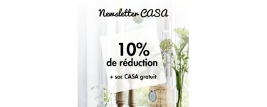 Casa: -10% de réduction et un sac Casa gratuit en vous inscrivant à la newsletter