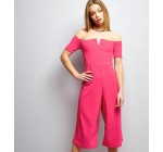 New Look: Combinaison rose vif style jupe-culotte à col Bardot  à 20€