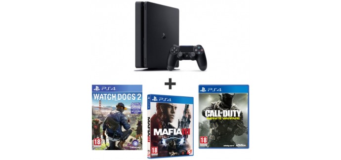 Auchan: PS4 500 Go Slim + Watch Dogs 2 + Mafia 3 + CoD : Infinite Warfare à 259,99€