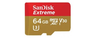 Amazon: Carte Mémoire MicroSDXC Sandisk Extreme 64 Go + Adaptateur SD Classe 10 à 29,98€
