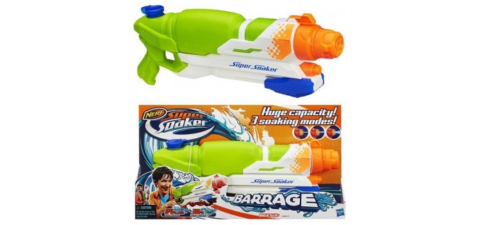Auchan: Pistolet à eau Nerf Super Soaker Barrage de Hasbro à -59%