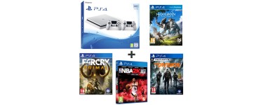 Auchan: Console PS4 500Go blanche + 2e manette + 4 jeux à 299,99€