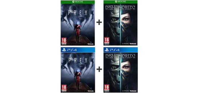 Auchan: Pack 2 jeux Prey + Dishonored 2 sur PS4 ou Xbox One à 59,99€ au lieu de 84,98€