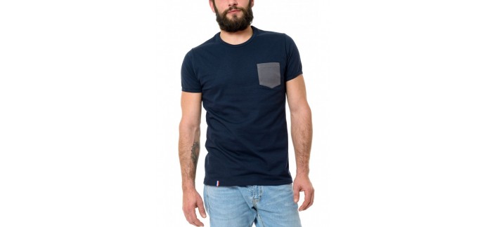 Le t-shirt Propre: T-shirt bleu avec poche grise made in France coton 100% bio à 39€ au lieu de 47€