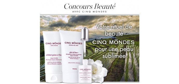 Elle: 20 rituels de beauté de 3 produits Cinq Mondes à gagner