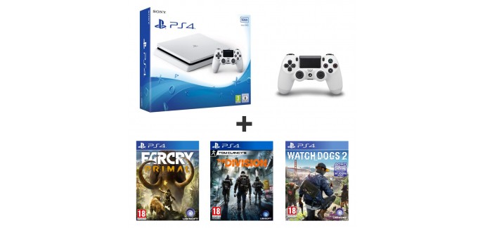 Auchan: PS4 500Go + 2e manette + Watch Dogs 2 + The Division + Far Cry Primal à 289,99€