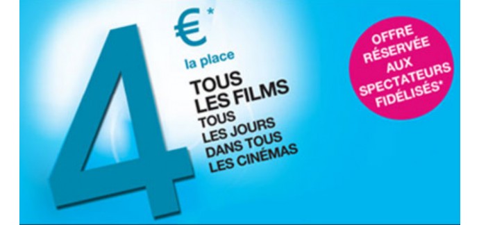 UGC: 4€ la place de ciné avec votre carte de fidélité UGC