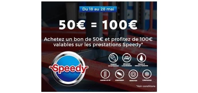 Cdiscount: Achetez 50€ le bon d'achat Speedy de 100€ 