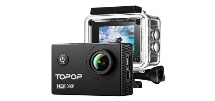 Amazon: Caméra Sports TopElek 12MP, Full HD 1080p, étanche 30m, écran LCD  à 32,19€