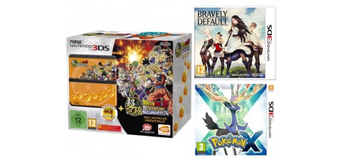 Micromania: Nintendo New 3DS + DBZ : Extreme Butoden + Pokemon X & Bravely Default à 139,99€