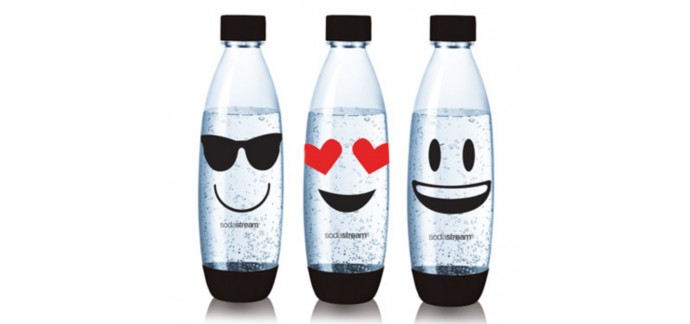 Veepee: Kit de 3 bouteilles émoji Sodastream + pastilles de nettoyage à 17€
