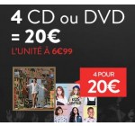 Cultura: 4 CD ou DVD pour 20€ au lieu de 6,99€ l'unité 