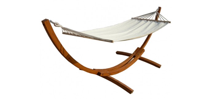 Conforama: Hamac en bois relax modèle Dallas avec toile écru à 123,76€