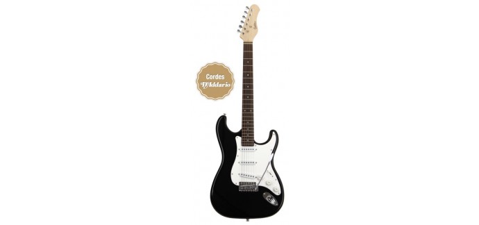 Woodbrass: Guitare électrique Sun State Noire EAGLETONE a 89€
