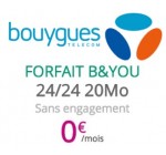 Bouygues Telecom: [Clients Bbox] Forfait mobile illimité (Appels, SMS et MMS) + 20Mo d'Internet gratuit pendant 1 an