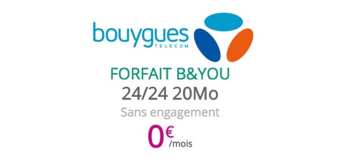 Bouygues Telecom: [Clients Bbox] Forfait mobile illimité (Appels, SMS et MMS) + 20Mo d'Internet gratuit pendant 1 an