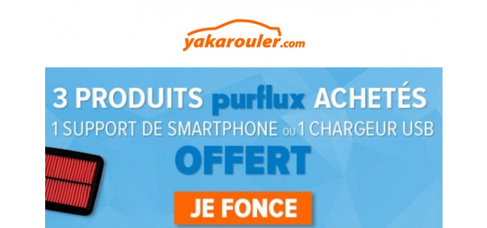 Yakarouler: 3 filtres Purflux achetés = 1 support de smartphone ou 1 chargeur usb en cadeau