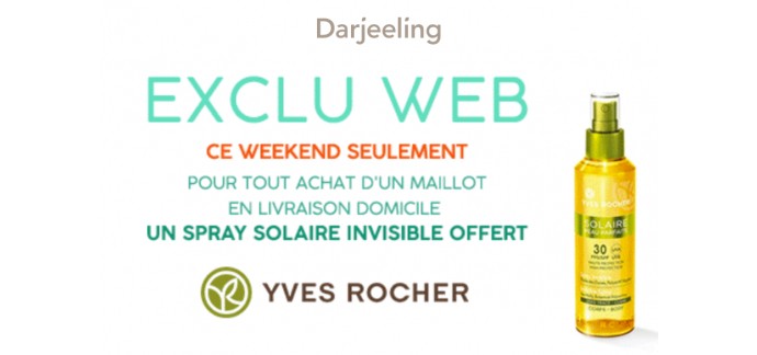Darjeeling: 1 maillot de bain acheté = 1 spray solaire invisible Yves Rocher offert